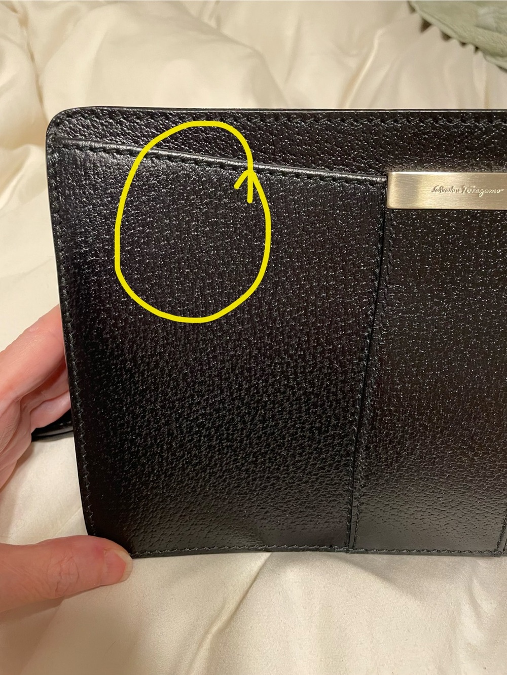 Ferragamo Authentic Vintage Black Zippy Zip Wristlet/Clutch with Gold Hardware - Picture 7 of 10